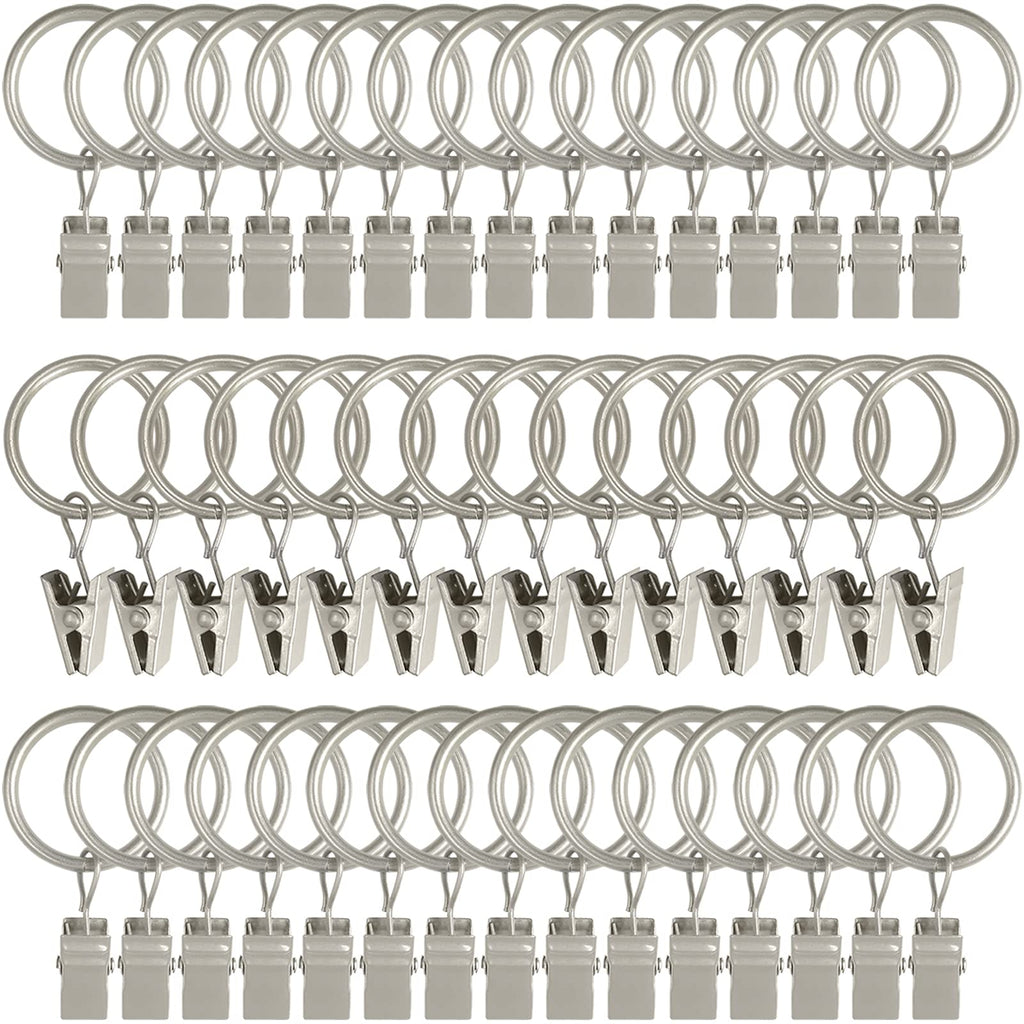 40 Pack Curtain Rings with Clips, Drapery Clips with Rings, Drapes Rings 1.26 in Interior Diameter, Fits up to 1 in Curtain Rod, Black