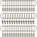 40 Pack Curtain Rings with Clips, Drapery Clips with Rings, Drapes Rings 1.26 in Interior Diameter, Fits up to 1 in Curtain Rod, Black