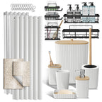 Clara Clark Black Bathroom Set, Shower Curtain Set, Bathroom Accessory Set