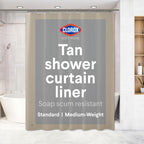 Clorox Shower Curtain Liner & Hooks, Premium Lightweight Flexible Waterproof 4g PEVA for Bathroom with Weighted Magnets, Standard Size 70" x 72", Frosty 1 Pack