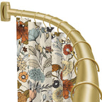 YNL Curved Shower Curtain Rod 35-82In(2.9-6.8Ft), Gold Round Rustproof Shower Rod for Bathroom Bathtub, Adjustable Arched Shower Curtain Rod, Never Rust|Extra Space|Non-Slip|Expandable|Need to Drill