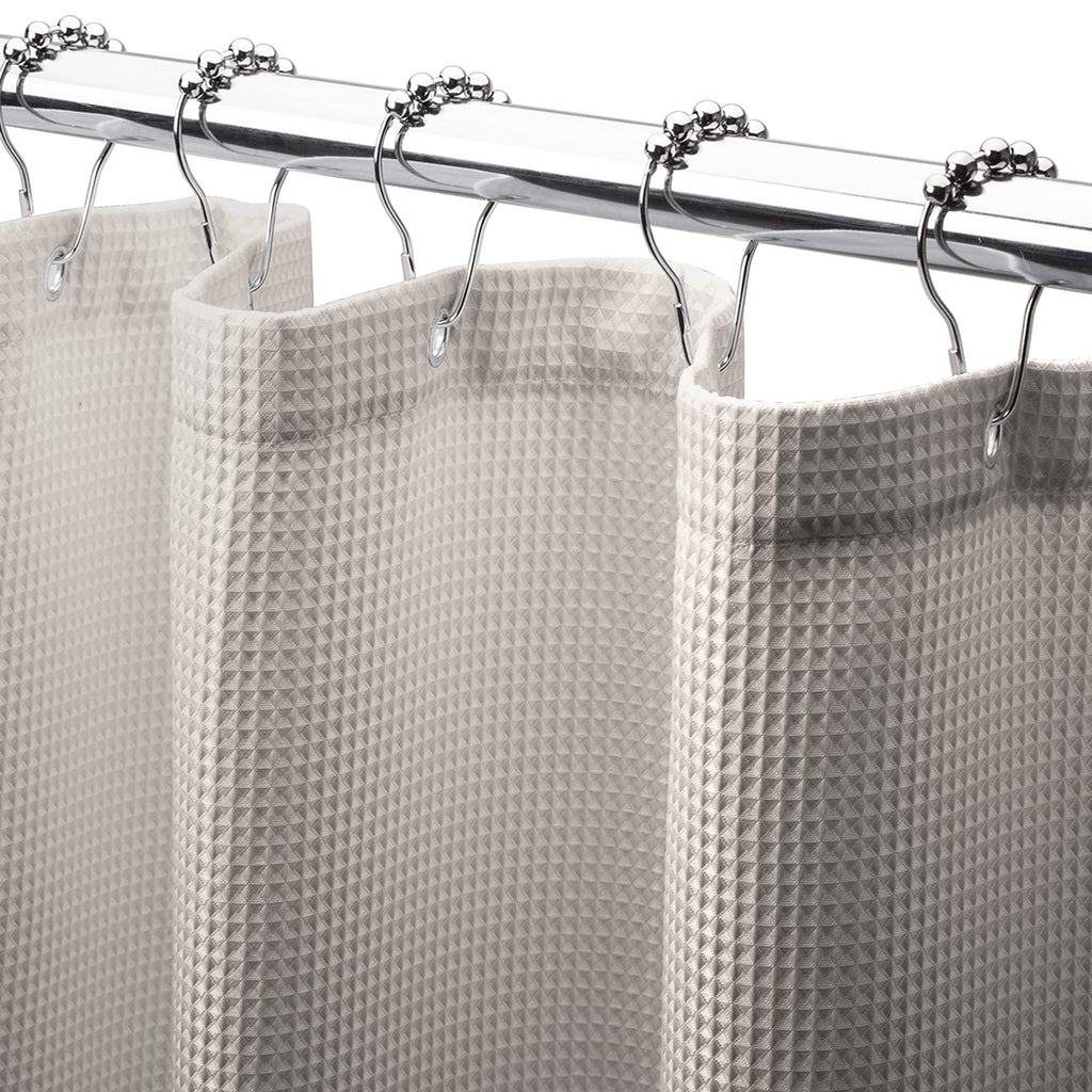 AmazerBath White Shower Curtain Fabric, Waffle Shower Curtains for Bathroom, Cloth Shower Curtain Heavy Duty, Thick Bathroom Shower Curtains Hotel Quality, Premium Polyester, 72x72 Inches