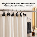 Black Cat Shower Curtain Hooks Set of 12, Decorative Resin Shower Rings