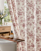 jinchan Linen Shower Curtain for Bathroom with 12 Hooks, Beige, 70x72