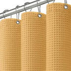 White Waffle Weave Shower Curtain 258GSM Heavyweight Cotton Fabric 72Wx72L