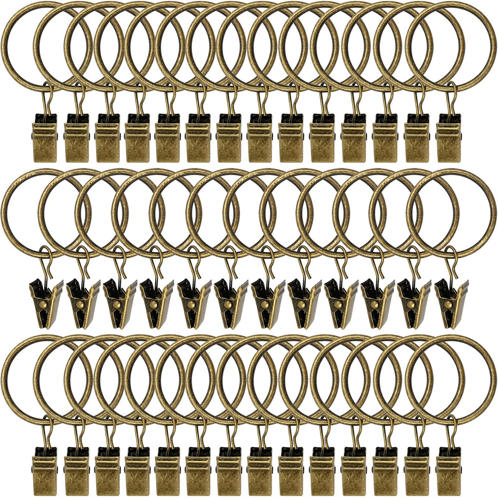 40 Pack Curtain Rings with Clips, Drapery Clips with Rings, Drapes Rings 1.26 in Interior Diameter, Fits up to 1 in Curtain Rod, Black