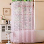 WAZZIO Dark Sage Green Lace Shower Curtain,Boho Chic Style,72 x 72 in