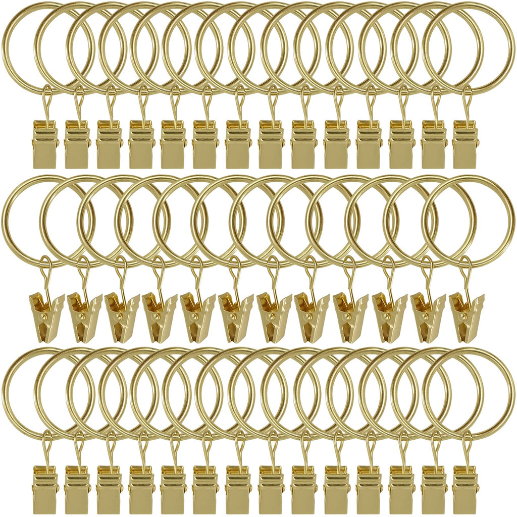 40 Pack Curtain Rings with Clips, Drapery Clips with Rings, Drapes Rings 1.26 in Interior Diameter, Fits up to 1 in Curtain Rod, Black