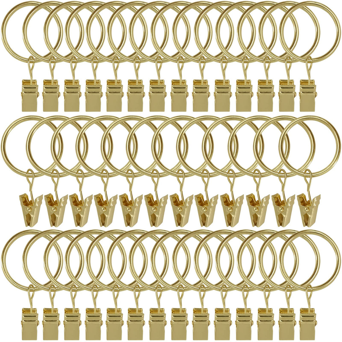 40 Pack Curtain Rings with Clips, Drapery Clips with Rings, Drapes Rings 1.26 in Interior Diameter, Fits up to 1 in Curtain Rod, Black