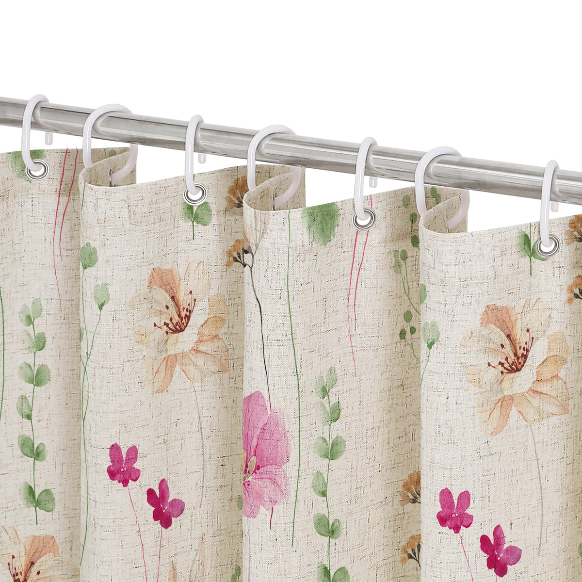 Gibelle Blue Yellow Watercolor Floral Fabric Shower Curtain, 72x72