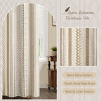 Natural Linen Boho Shower Curtain,72" W x 72" L