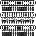 40 Pack Curtain Rings with Clips, Drapery Clips with Rings, Drapes Rings 1.26 in Interior Diameter, Fits up to 1 in Curtain Rod, Black