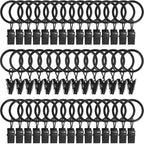 40 Pack Curtain Rings with Clips, Drapery Clips with Rings, Drapes Rings 1.26 in Interior Diameter, Fits up to 1 in Curtain Rod, Black