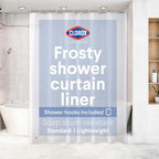 Clorox Shower Curtain Liner & Hooks, Premium Lightweight Flexible Waterproof 4g PEVA for Bathroom with Weighted Magnets, Standard Size 70" x 72", Frosty 1 Pack