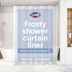 Clorox Shower Curtain Liner & Hooks, Premium Lightweight Flexible Waterproof 4g PEVA for Bathroom with Weighted Magnets, Standard Size 70" x 72", Frosty 1 Pack