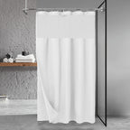 N&Y HOME Stall Waffle Weave Shower Curtain with Snap-in Liner White 36x72
