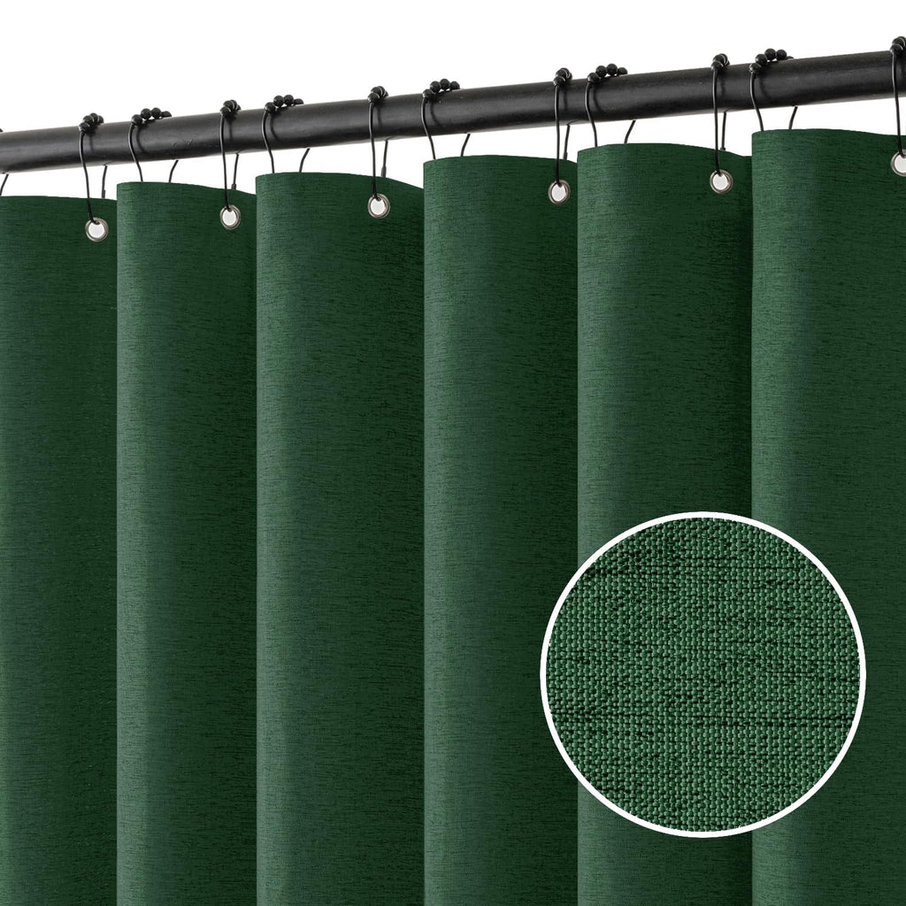 MIULEE 72 x 90 Extra Long Linen Shower Curtain Cream Beige 12 Metal Hooks