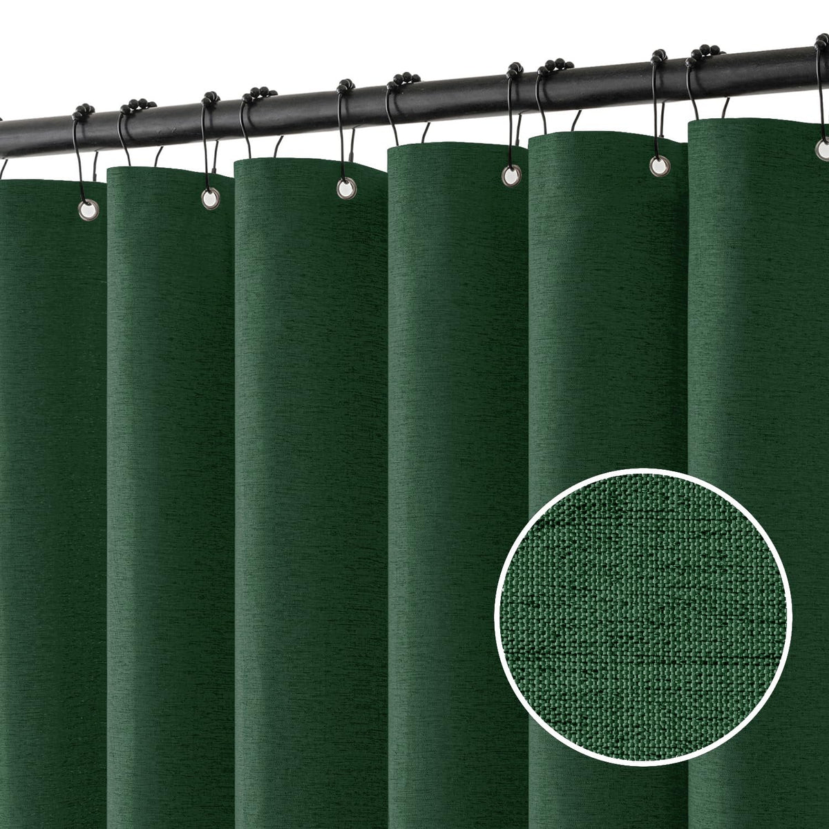 MIULEE 72 x 90 Extra Long Linen Shower Curtain Cream Beige 12 Metal Hooks