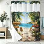 Nautical Green Sea Turtles Beach Theme Fabric Shower Curtain Sets Bathroom Blue Ocean Decor with Grommets and Hooks - 72 x 72 Inch Teal