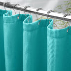 AmazerBath Short Shower Curtain 72x65 Inches, White Shower Curtain Waffle Textured, Heavy Duty 240GSM, Fabric Shower Curtain, Hotel Quality Bathroom Shower Curtains, Thick and Heavy