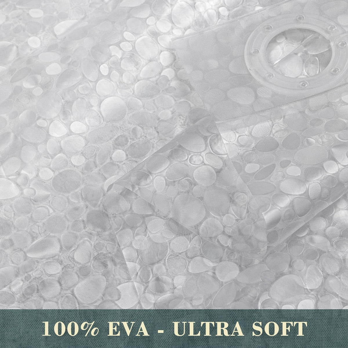 No Hook Shower Curtain or Liner, Standard Size 71 x 74, Pebble