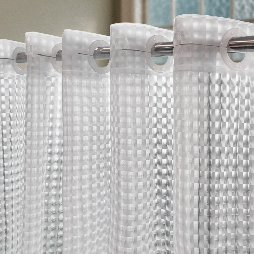 No Hook Shower Curtain or Liner, Standard Size 71 x 74, Pebble