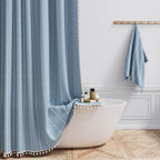 BTTN Cream Boho Farmhouse Linen Heavy Duty Shower Curtain Set, 72x72, Beige