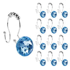 Sunlit Round Rhinestone Shower Curtain Hooks with Glide Balls, 12 Pack