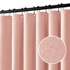 MIULEE 72 x 90 Extra Long Linen Shower Curtain Cream Beige 12 Metal Hooks