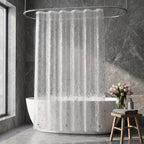 EurCross EVA Clear Shower Curtain 72x72 inches with 3 Stronger Magnetic Magnets, Flexibility PVC-Free 155g/m2 Heavy Duty Clear Design Shower Curtain Liner with Geometric 3D Pattern and Hooks