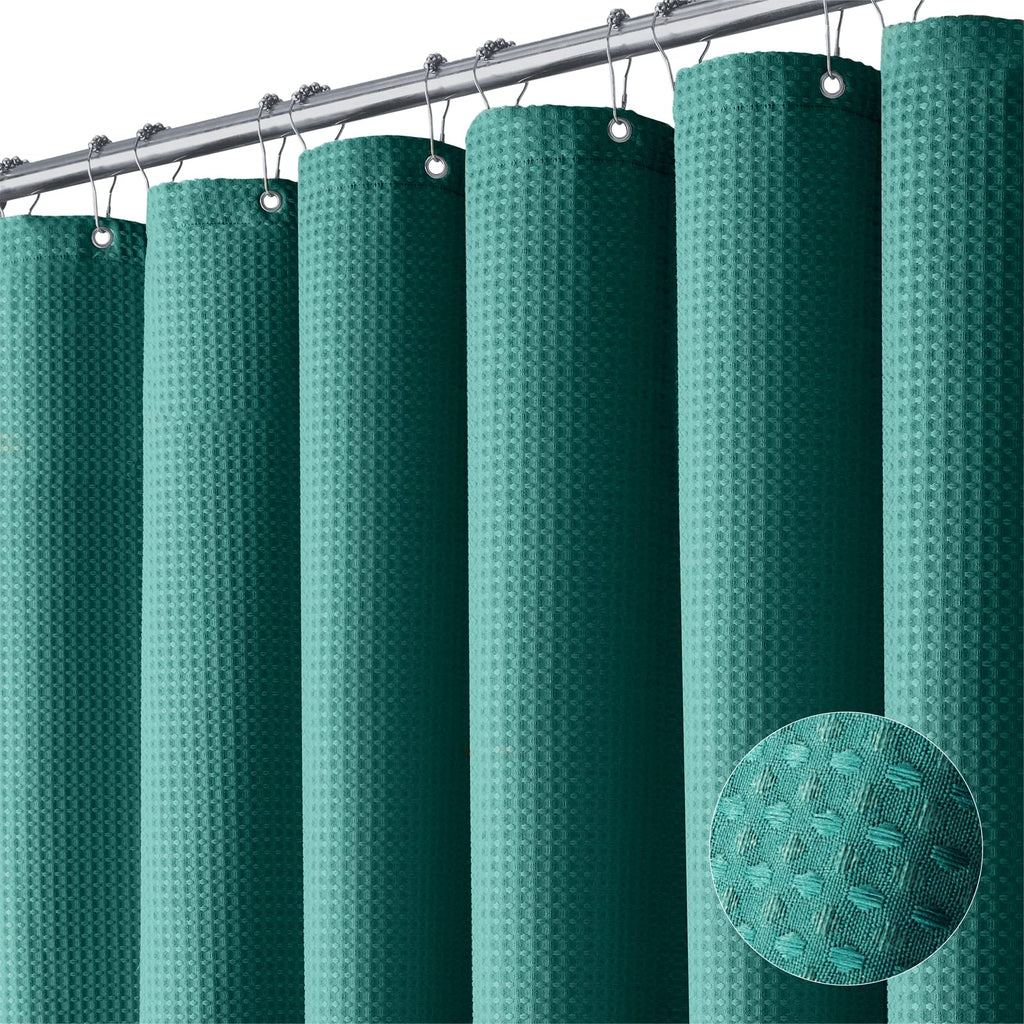Dynamene Waffle Shower Curtain 256 GSM Heavy Duty Fabric 72"x72" Black