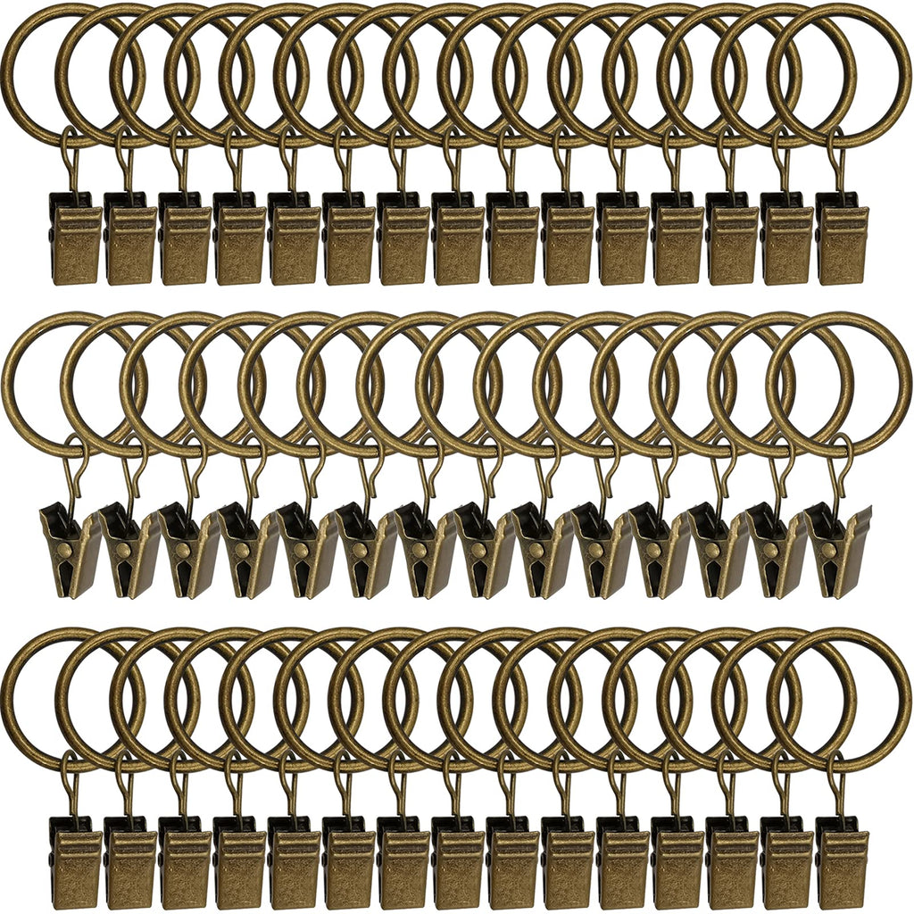40 Pack Curtain Rings with Clips, Drapery Clips with Rings, Drapes Rings 1.26 in Interior Diameter, Fits up to 1 in Curtain Rod, Black