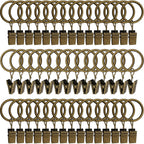 40 Pack Curtain Rings with Clips, Drapery Clips with Rings, Drapes Rings 1.26 in Interior Diameter, Fits up to 1 in Curtain Rod, Black