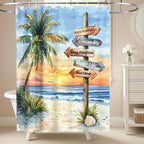Nautical Green Sea Turtles Beach Theme Fabric Shower Curtain Sets Bathroom Blue Ocean Decor with Grommets and Hooks - 72 x 72 Inch Teal