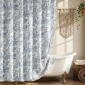 Farmhouse Sage Green Floral Shower Curtain with 12 Clear Rings 72"W x 72"L