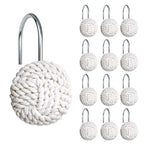 Sunlit Boho Knots Shower Curtain Hooks, Home Decorative Shower Curtain Rings for Bathroom, Seaside Nautical Shower Curtain Hangers Bathroom Accessories, Set of 12