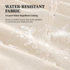 BTTN Beige Linen Textured Waterproof Cloth Shower Curtain Set, 72x72, Cream