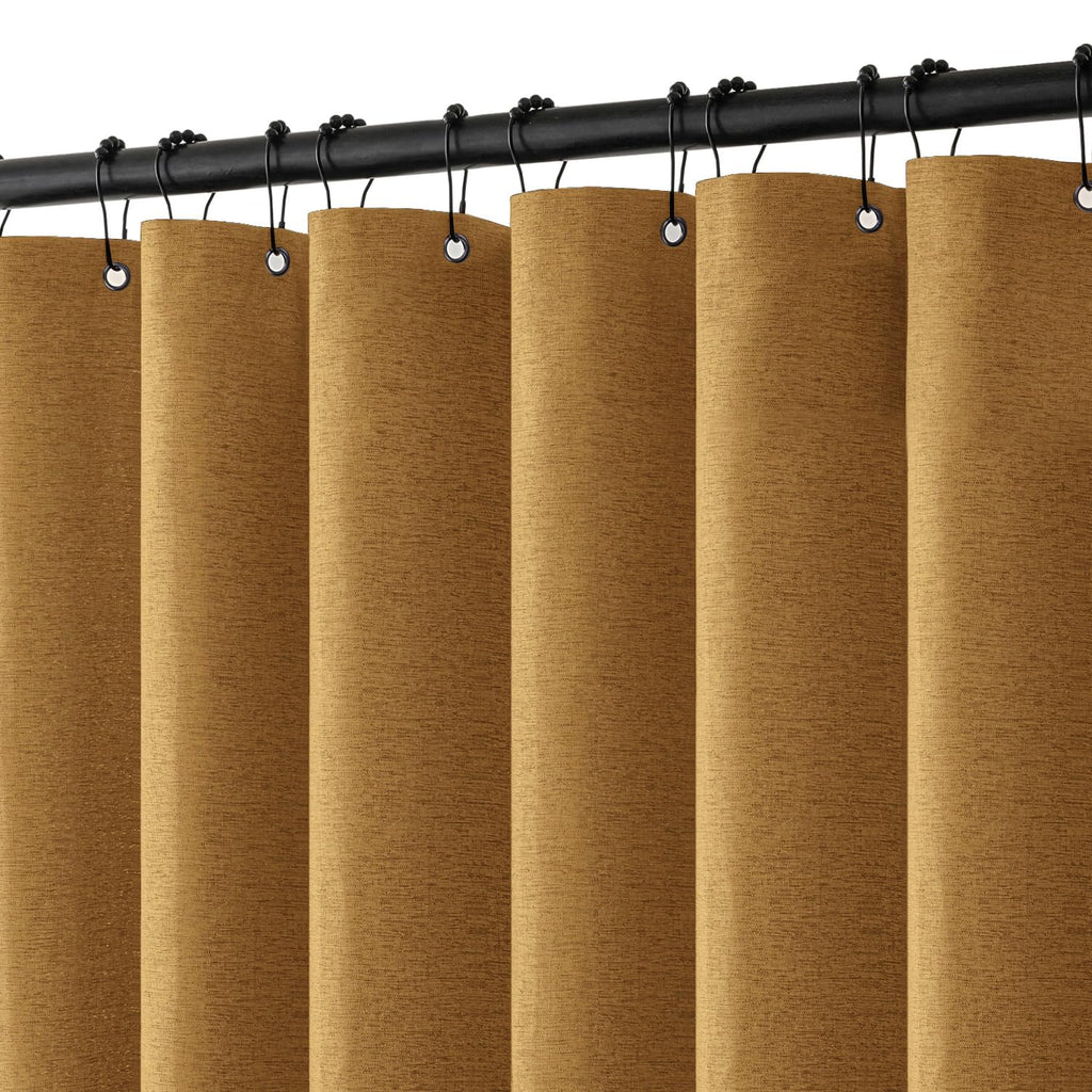 MIULEE 72 x 90 Extra Long Linen Shower Curtain Cream Beige 12 Metal Hooks