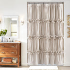 Homechoice Decor Camel Ruffle Shower Curtain 72" W x 72" H