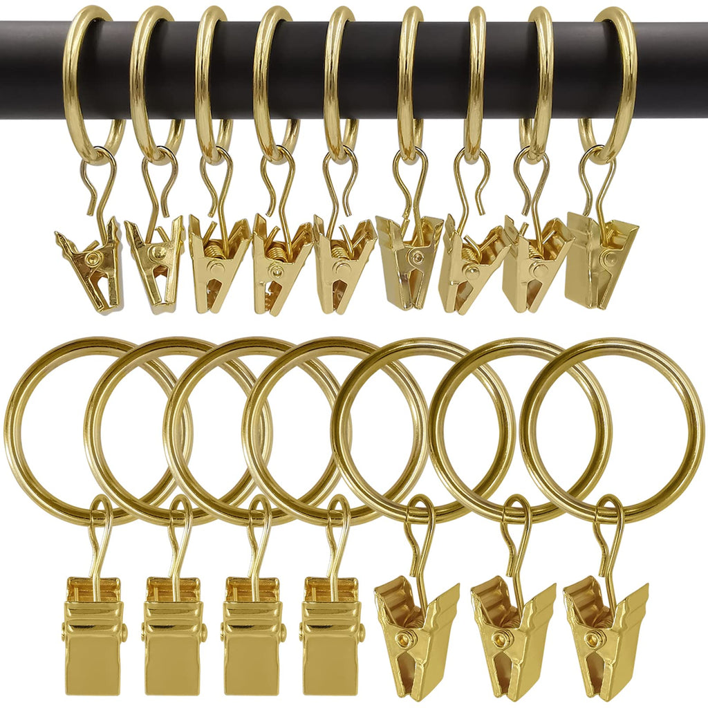 40 Pack Curtain Rings with Clips, Drapery Clips with Rings, Drapes Rings 1.26 in Interior Diameter, Fits up to 1 in Curtain Rod, Black