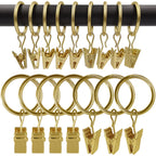40 Pack Curtain Rings with Clips, Drapery Clips with Rings, Drapes Rings 1.26 in Interior Diameter, Fits up to 1 in Curtain Rod, Black