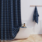 BTTN Sage Green Boho Farmhouse Linen Heavy Duty Shower Curtain Set, 72x72