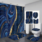 Nkzply 4 Pcs Black Marble Shower Curtain Sets with Rugs Gold Bathroom Set