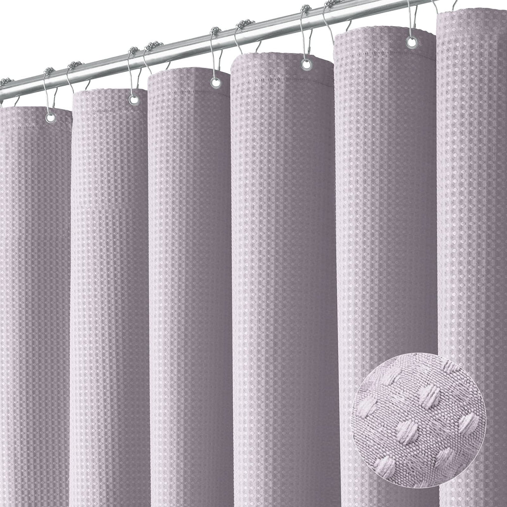 Dynamene Waffle Shower Curtain 256 GSM Heavy Duty Fabric 72"x72" Black