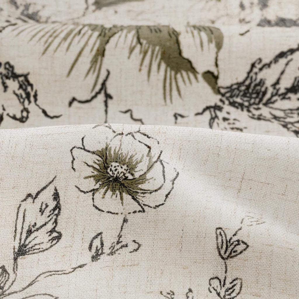 Farmhouse Floral Vintage Shower Curtain for Bathroom, Black and Tan Taupe