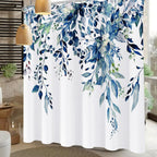 Shower Curtain Blue Eucalyptus Shower Curtains for Bathroom, Watercolor Leaf Shower Curtain Sets Waterproof Plant Shower Curtain Leaves Fabric Cloth Bathroom Curtains 72x72 inch with Hooks