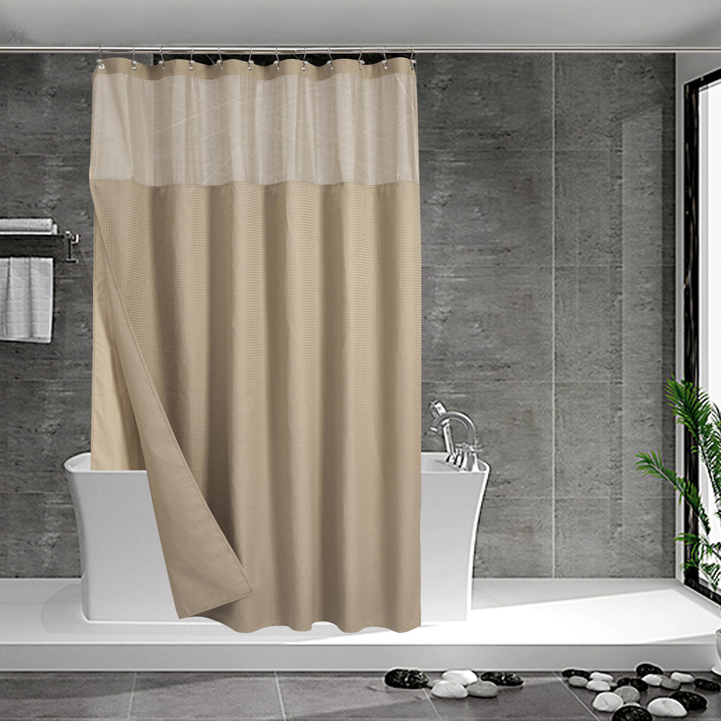 N&Y HOME Stall Waffle Weave Shower Curtain with Snap-in Liner White 36x72