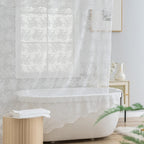 TUDECO Lace Brown Shower Curtain with Attached Valance, 72 x 72 Inch