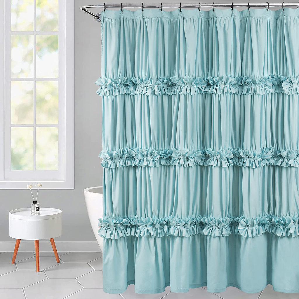 Homechoice Decor Camel Ruffle Shower Curtain 72" W x 72" H