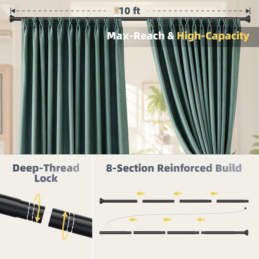 STARLATTA Shower Tension Curtain Rod 31-120", 1.1" Heavy Duty, Matte Black